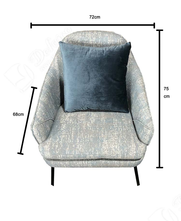Tweed Metal Legs Accent Modern Semi-attached Seat Cushion Fabric Armchair