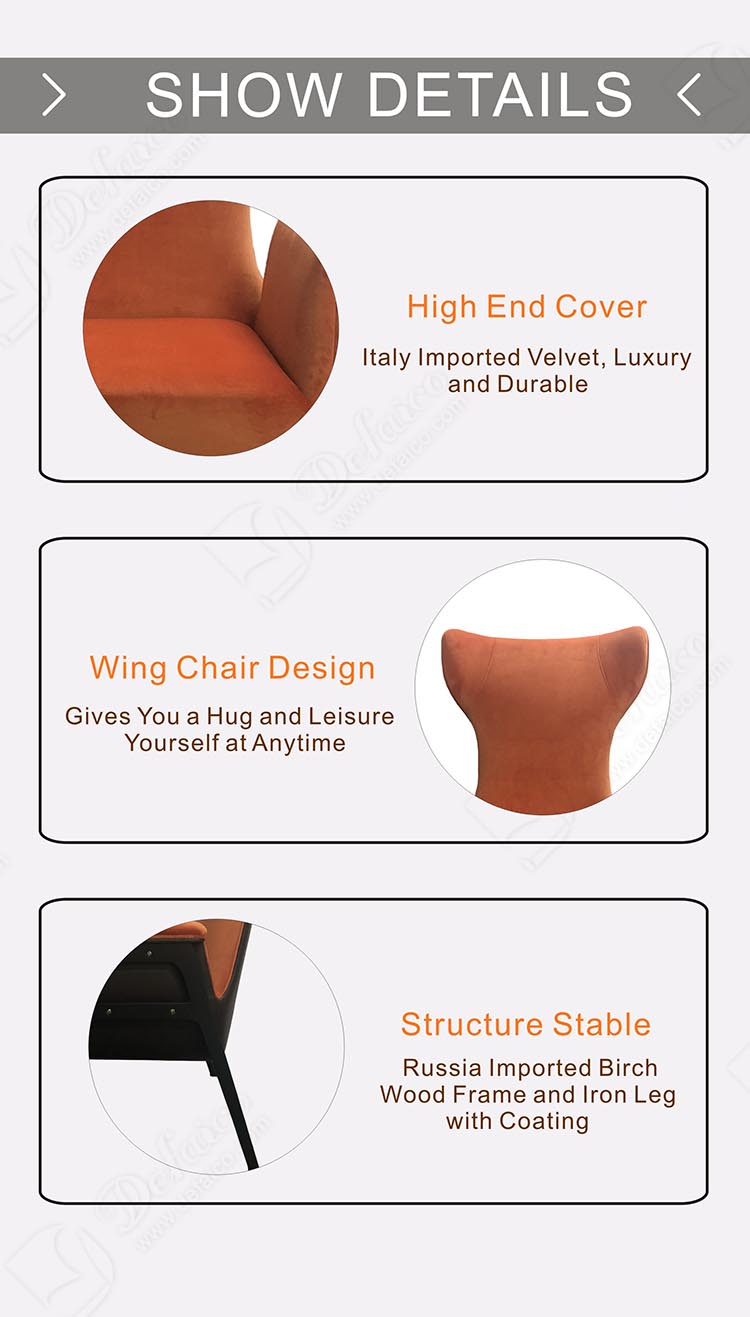 French Club Luxury Accent Design Wing Modern Leisure Armchair