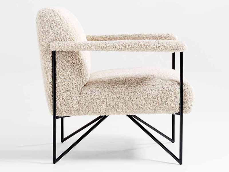 Faux Shearling Fabric in Beige，Chair,Leisure Chair