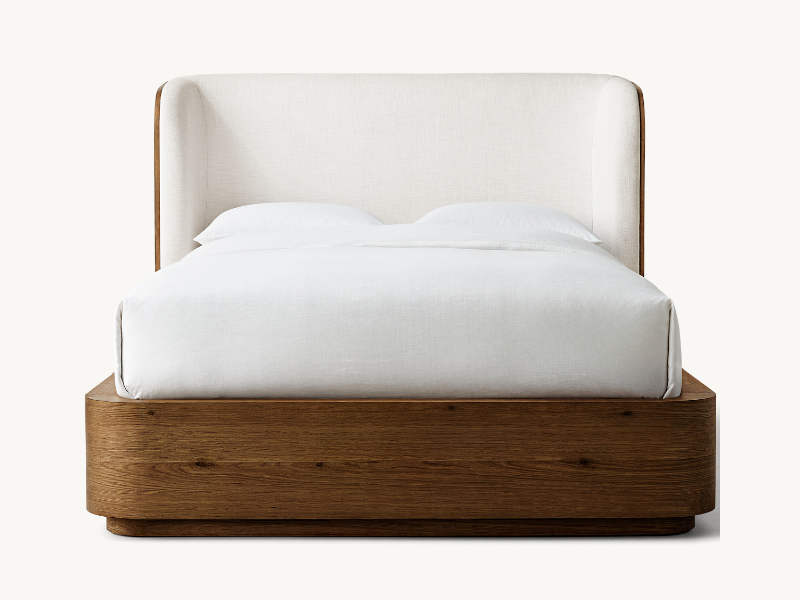 Oak Wooden Bed;Wholesale Custom Color Bed;Fabric Wood And Fabric Shelter Bed