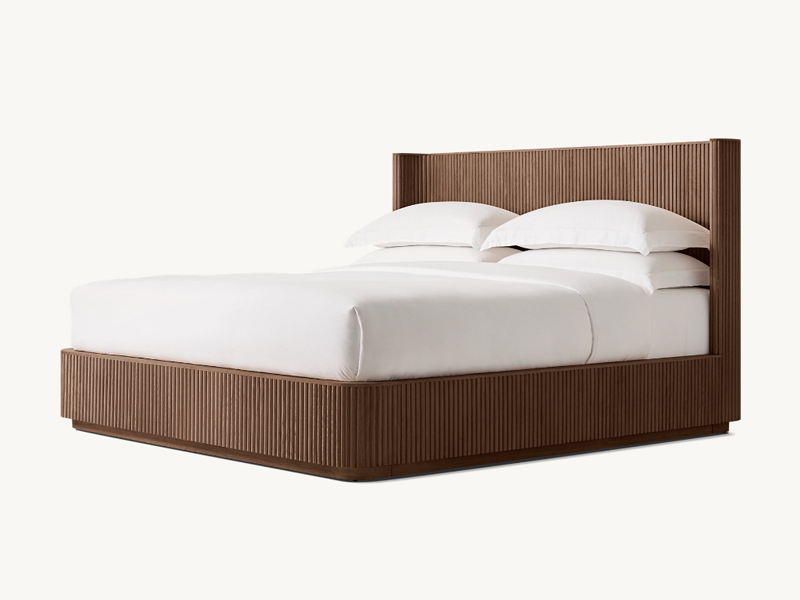 Oak Wooden Bed;Hot Sale Byron Striated Bed;Custom Colors Bed