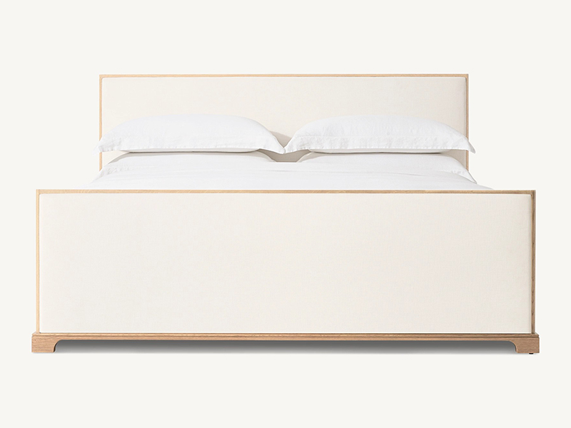 Striped Style Oak Solid Wood Bed Faddish Modern Style Bedroom Bed