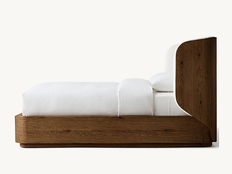 Oak Wooden Bed;Wholesale Custom Color Bed;Fabric Wood And Fabric Shelter Bed