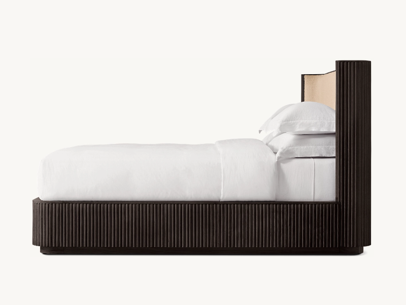 Striated King Wooden Bed;Antique Wooden bed;European White Oak Bed