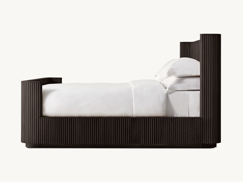 European White Oak Bed;Faddish Striated Bed;Shelter Bed With Footboard