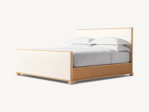 Striped Style Oak Solid Wood Bed Faddish Modern Style Bedroom Bed