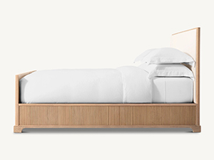 Striped Style Oak Solid Wood Bed Faddish Modern Style Bedroom Bed