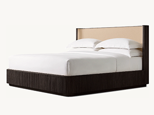 Striated King Wooden Bed;Antique Wooden bed;European White Oak Bed