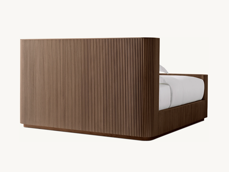 Striated Wooden Bed;Custom Color Oak Bed;Shelter Bed with Footboard