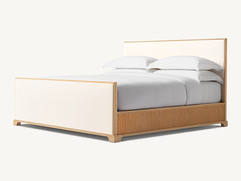 Striped Style Oak Solid Wood Bed Faddish Modern Style Bedroom Bed