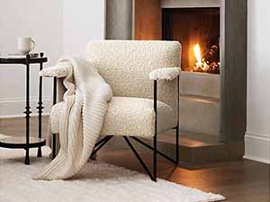Faux Shearling Fabric in Beige，Chair,Leisure Chair