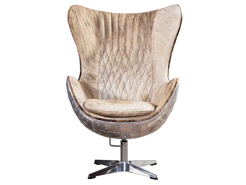 Aviator Pony Skin Leather Egg Chair