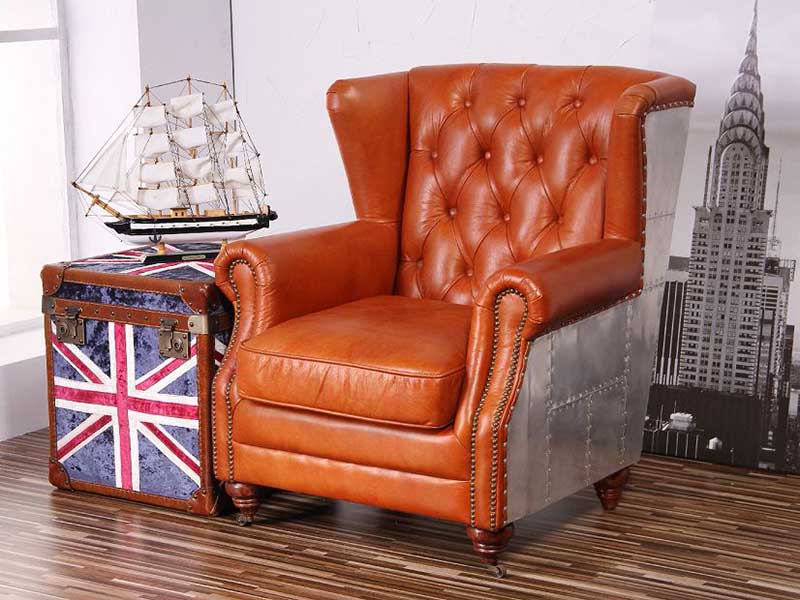 Antique Aluminum Chesterfield Chair