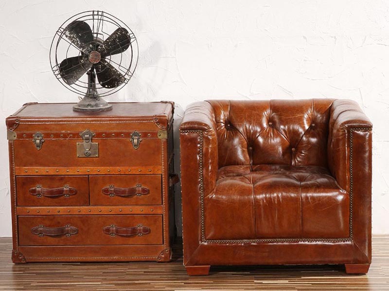 Aviator Aluminum Tufted Leather Armchair