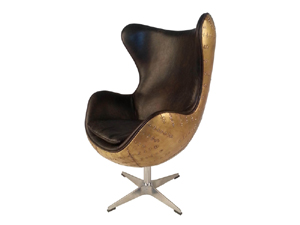 Brass Cover Vintage Leather Egg Chair