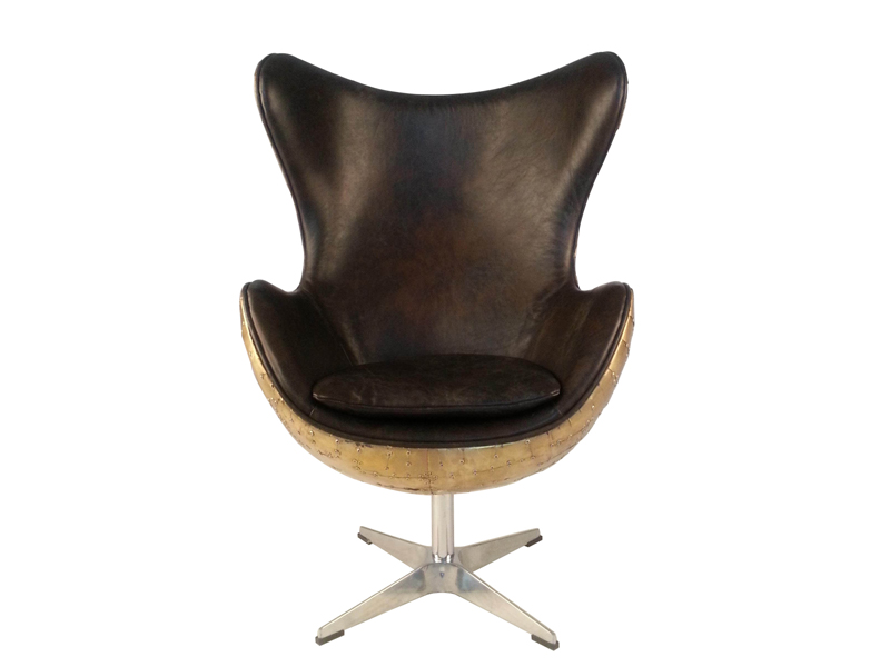 Brass Cover Vintage Leather Egg Chair