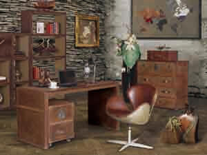 Brass Cover Vintage Leather Swan Chair