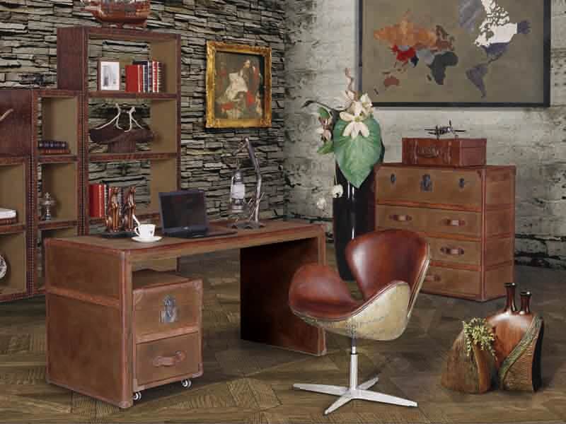 Brass Cover Vintage Leather Swan Chair