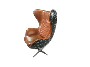 Black Leather Antique High Back Leisure Chair With Rivets