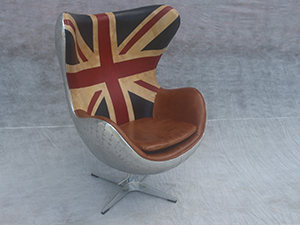 Aluminium Covered Aviator Union Jack  Egg Chair