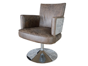 Industrial Rustic Top Grain Leather Adjustable Rolling Desk Chair