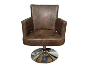 Industrial Rustic Top Grain Leather Adjustable Rolling Desk Chair