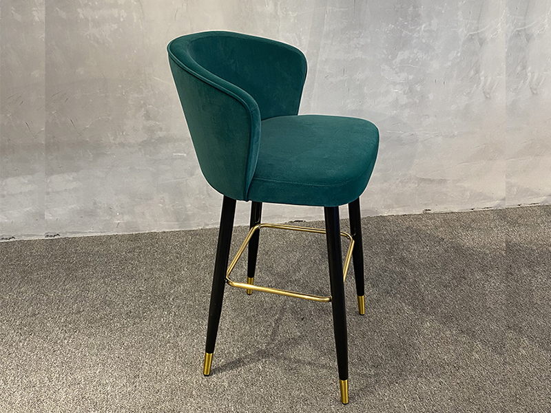 Luxury Fabric Golden Frame Stainless Steel Bar Stools Chair