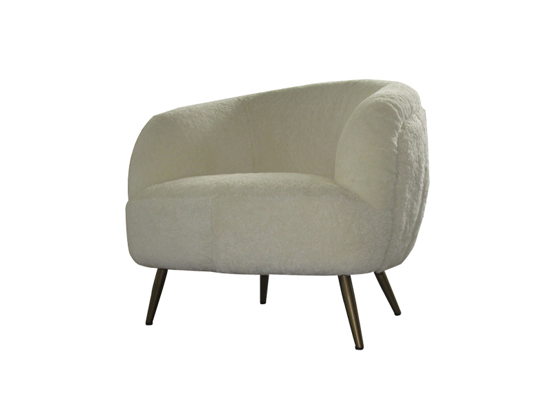 White Full Wool/Leather Living Room Chair