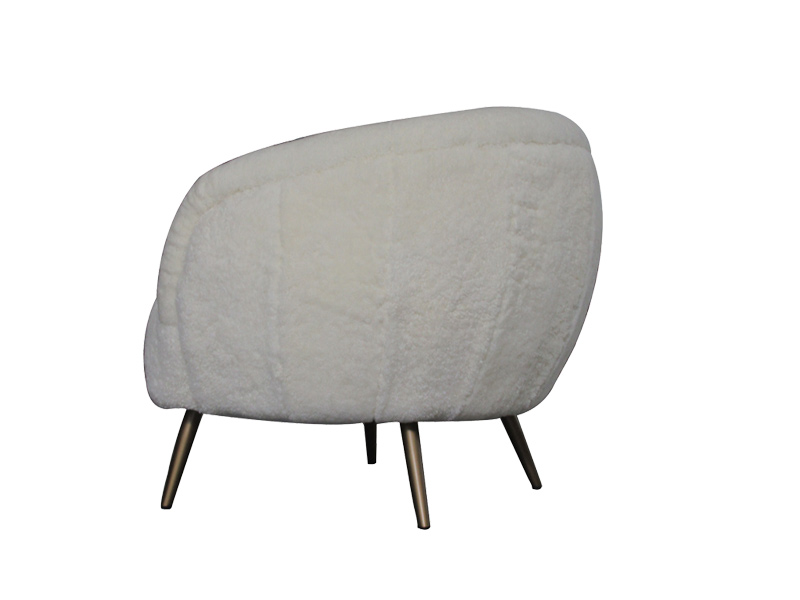 White Full Wool/Leather Living Room Chair
