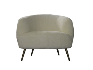 White Full Wool/Leather Living Room Chair 