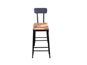 Square High Back Restaurant Set Bar Stool With South American Walnut Metal Frame