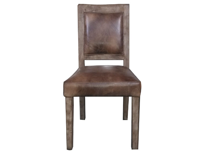 French Style Distressed Oak Wood Dining Chair