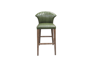 Green Leather Bar Stools With Wood Legs Use In Club Lobby Dining Room