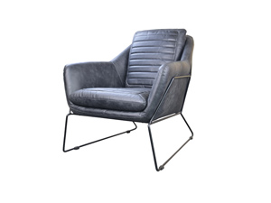 Single Leather Leisure Chair With Metal Leg And Soft Cushion