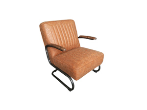 Bespoke Antique Living Room Leather Sofa Chair With Cushion And Arms