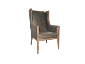 Leather Antique Wood High Back Strong Dining Chairs With Armrest For Restaurant