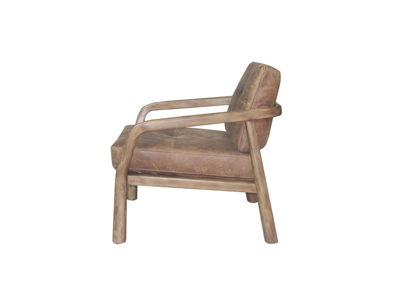 Oak Wood Dining Chair Retro Vintage Leather Seat Use In Kitchen Lobby Coffee Shop