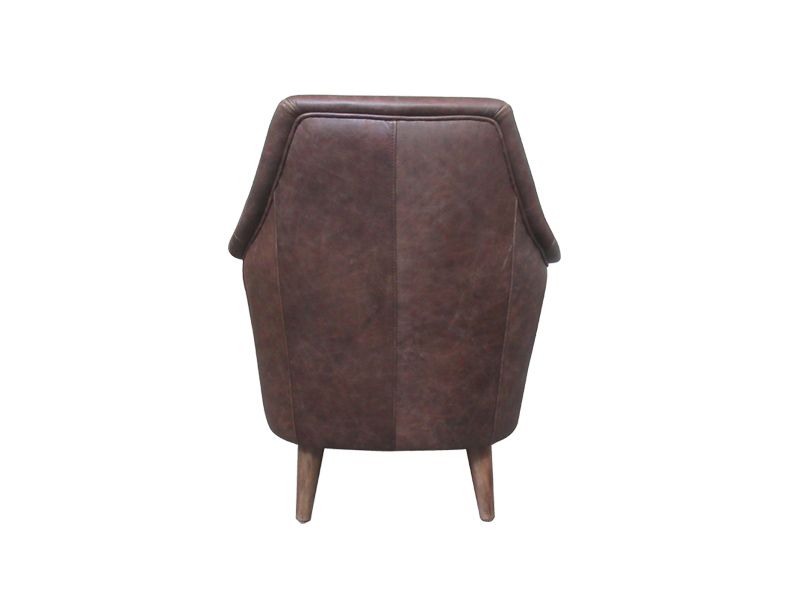 Vintage Brown Leather Dining Chair With Armrest Use In Living Room Restaurant Office Cafe