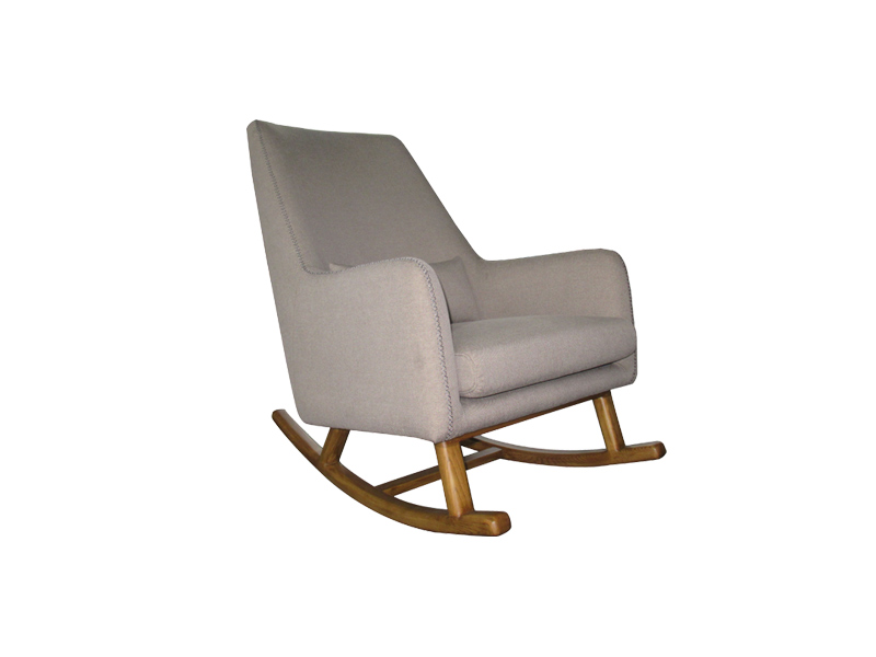 Antique Glider Rocking Chair With Ash Wood Legs And Armrest