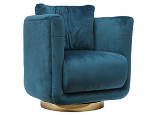 High End Golden Base Blue Velvet Armchair