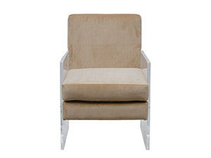 Velvet Back and Seat Living Room Acrylic Armchair