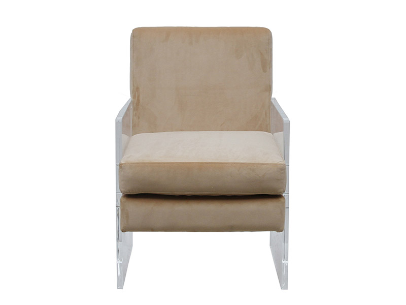 Velvet Back and Seat Living Room Acrylic Armchair