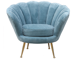 Vintage Blue Velvet Armchair