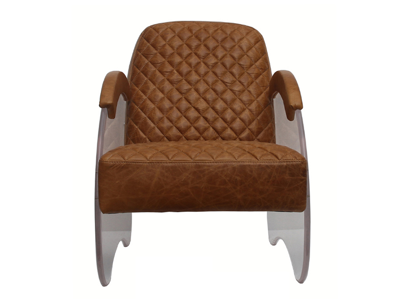 Metal Base Vintage Leather Industrial Chair