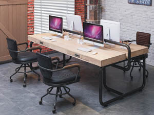 Industrial Rustic Top Grain Leather Adjustable Rolling Desk Chair