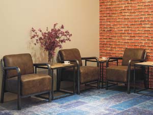 Industrial Tubular Base Antique Leather Office Sofa