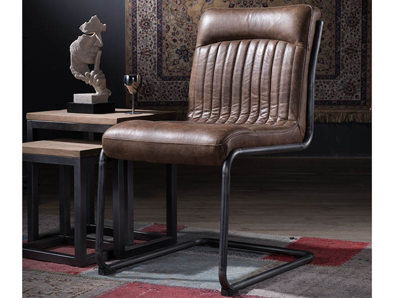 Industrial Tubular Base Vintage Leather Office Chair