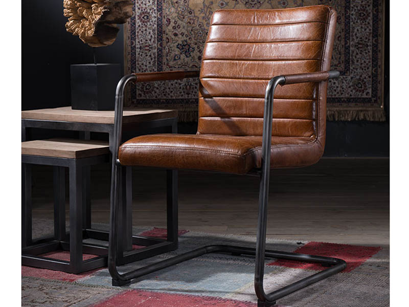 Metal Base Industrial Leather Office Chair