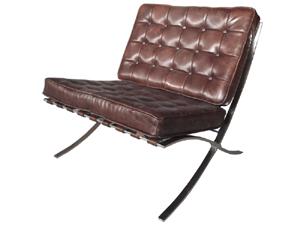 Metal Base Vintage Leather Barcelona Chair