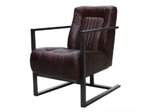 Metal Frame Industrial Vintage Leather Chair